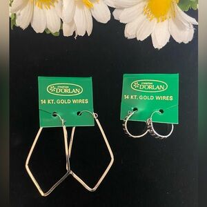 NOS 1960/70s D’Orlan Hoop Earrings (14 Kt Gold Wires) on Original Display Cards